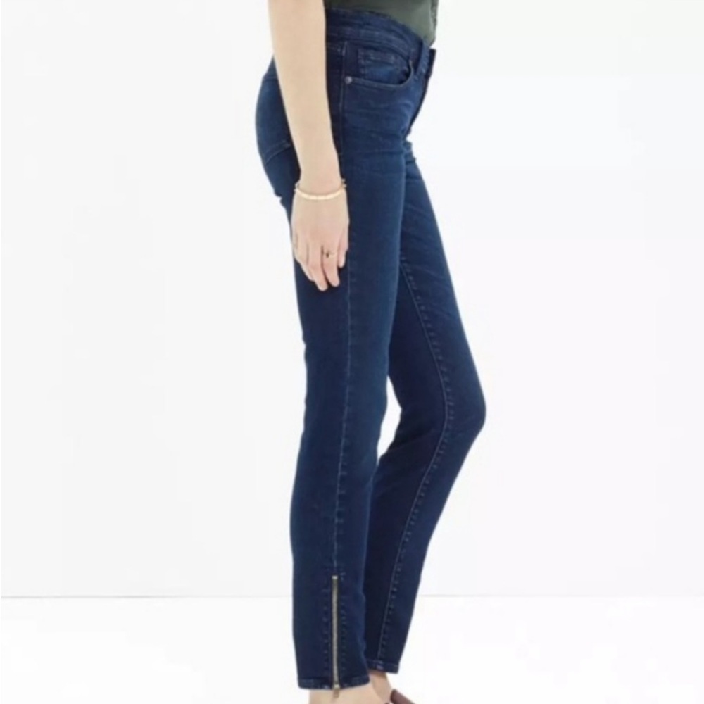 Madewell Skinny dark blue denim zipper ankle stretch jeans women’s size 28 - Picture 17 of 17